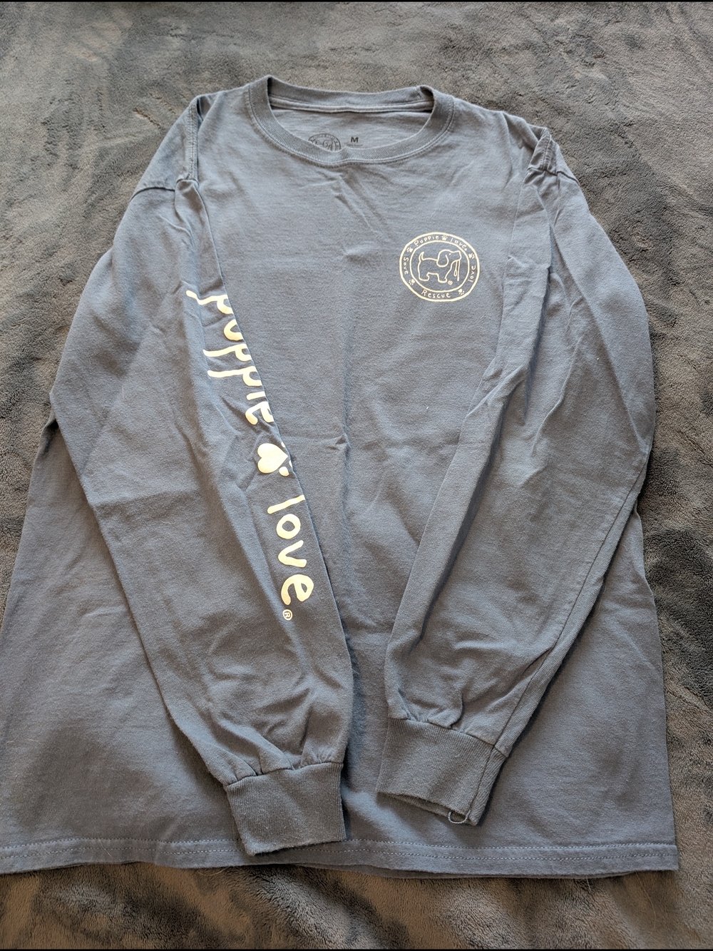 Puppie Love Long Sleeve Tee - Slate Gray/Blue